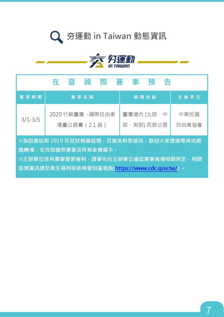 2020-02-02期國際運動資訊摘譯&夯運動 in Taiwan p7